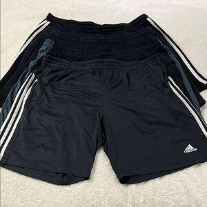 Adidas Men's Black and White Striped Athletic Shorts